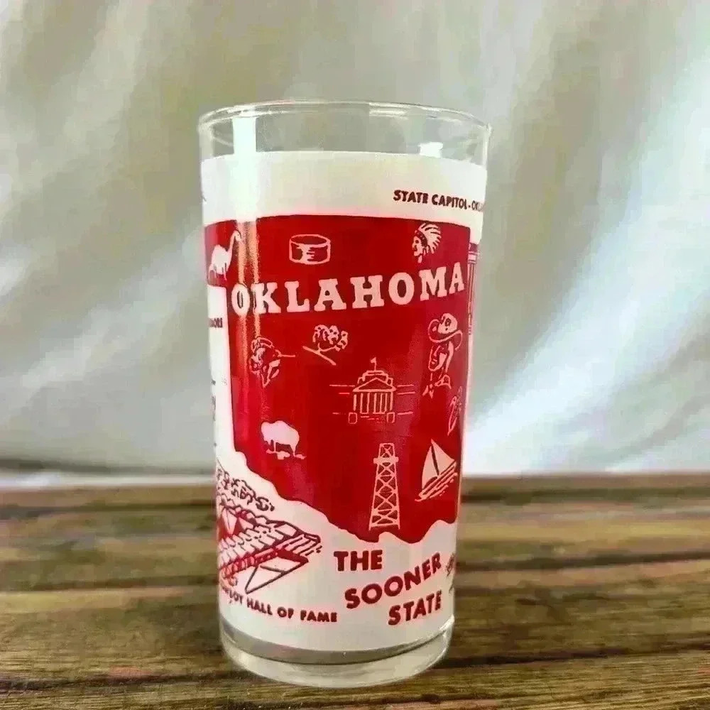 Vintage Souvenir Oklahoma The Sooner State Glass Tumbler